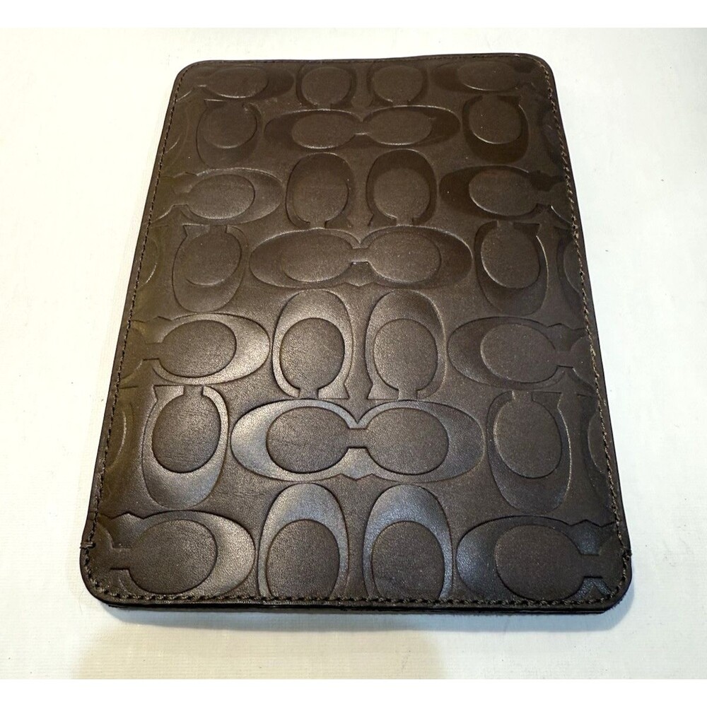 Vintage Coach Signature Embossed Leather Tobacco Tablet E-Reader Case 8”